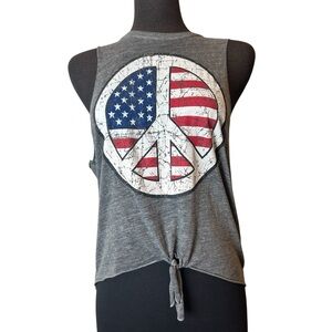 Chaser Gray Tank Top with American Flag Peace Sign